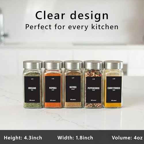 Deco haus Glass Spice Jars with Label 24x4oz - Spice Containers +280
