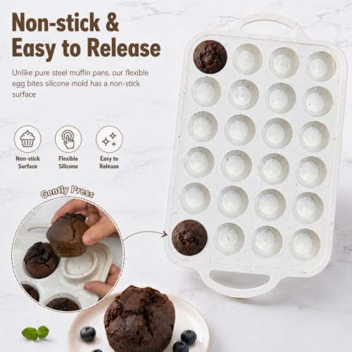 Silicone Mini Muffin Pan for Baking,Mini Muffin Pan With Metal
