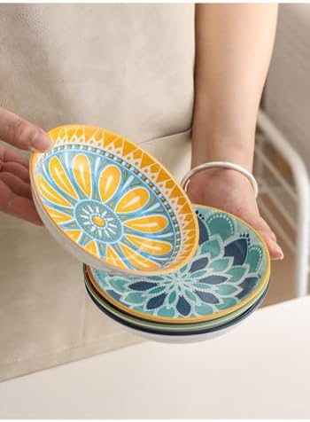 6 inch 4 Pack Cute Bohemian Colorful Ceramic Candy Bowls