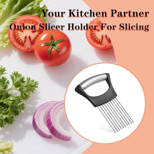 2Pcs Stainless Steel Onion Holder for Slicing, Onion Slicer Holder