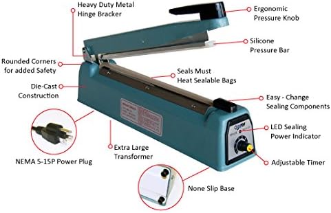 JORESTECH 12"/300mm Manual Impulse Bag Sealer, 110 Volt