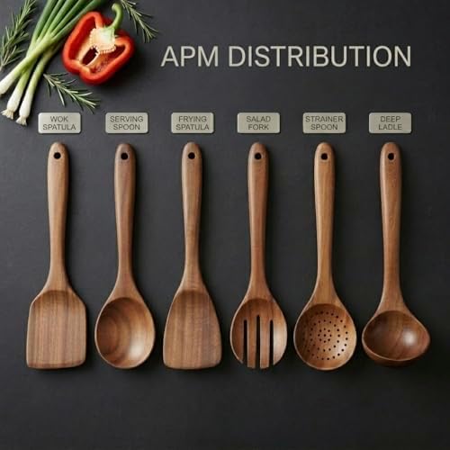 APM DISTRIBUTION 6-Piece Teak Wood Spatula Set