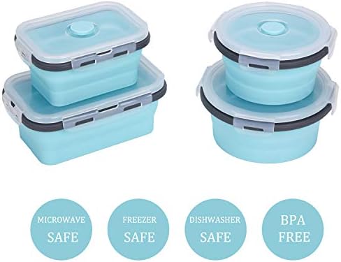 KUON Collapsible Silicone Food Storage Containers with Airtight Lids