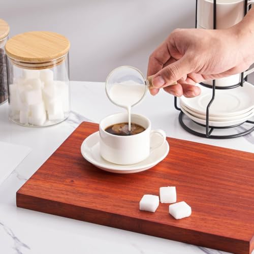 2.5 OZ Porcelain Stackable Espresso Cups and Metal Stand Set of 4