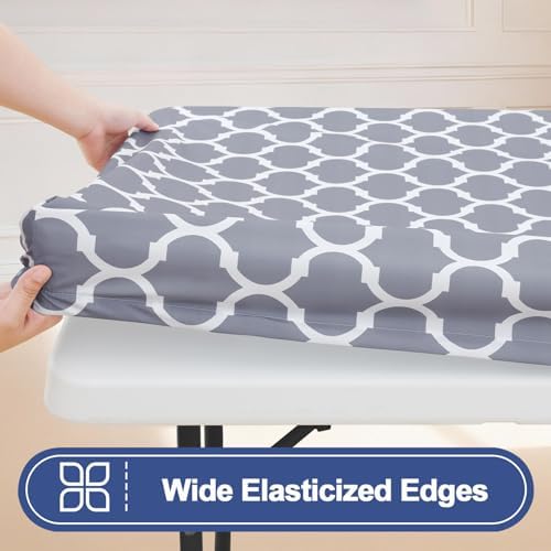 Smiry 2 Pack Rectangle Table Cloth 6 Foot, Waterproof Elastic Fitted