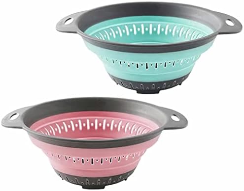 2 Silicone Strainer Colander Collapsible Sifter Drain Pasta Fruit