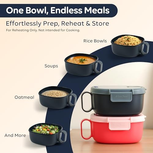AI LOVE PEACE Microwave Ramen Bowl & Glass Meal Prep Container Bundle