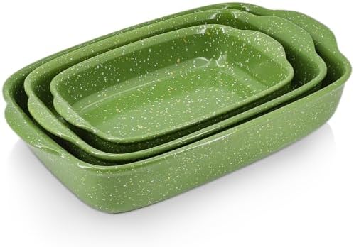 Ceramic Baking Dishes Set of 3, Green