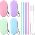 Cobee 4 Set Reusable Silicone Straws Kit, Foldable Portable Straws