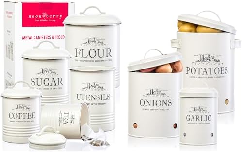 noonberry Bundle of 8 Kitchen Canisters for Countertop - for Flour