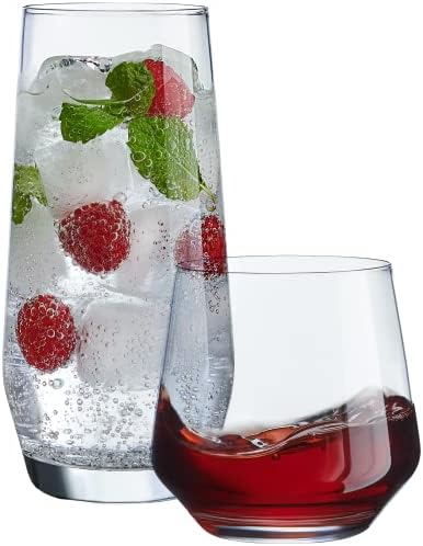Le'raze Everyday Drinking Glasses Set of 8-4 Tall Highball Glass Cups