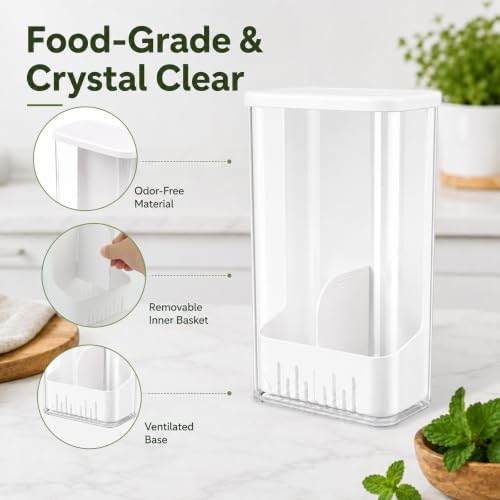 Herb Keeper Storage Container with Removable Partition