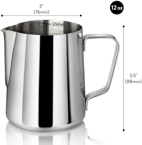 New Star Foodservice 28805 Stainless Steel Frothing Pitcher, 12 oz