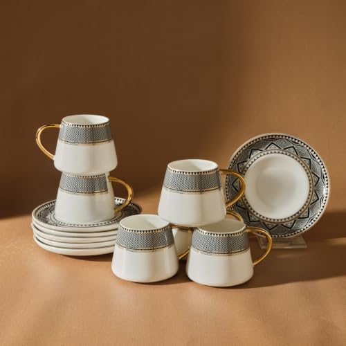 KARACA Globe Turkish Coffee Cup Set of 6, 80ml, 2.7 oz, Small Espresso