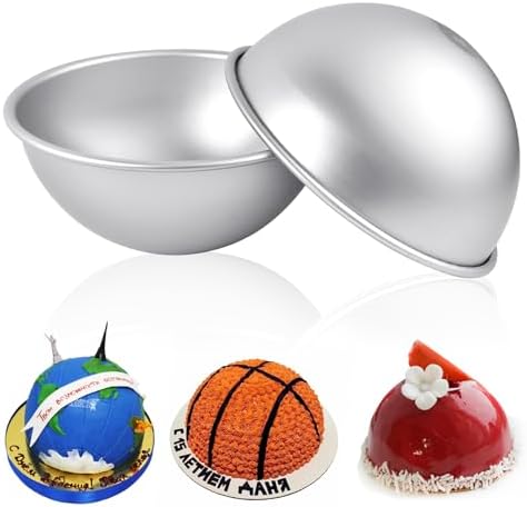 2Pcs 8inch Dome Cake Pan, Aluminum Nonstick Hemisphere Pan, Round Cake