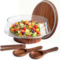 Extra Large Glass Salad Bowl with Lid Set, 5-Qt (160 fl oz)