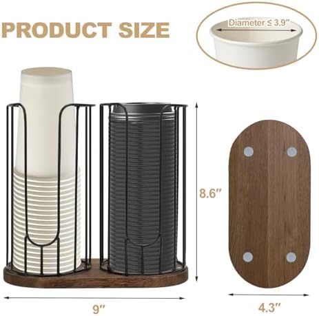 2-Compartment 18oz Coffee Cup Dispenser Rack