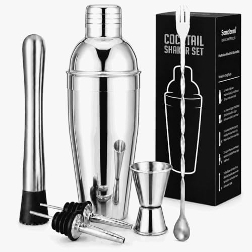 Cocktail Shaker Set, 6-Piece 18/8 Food-Grade Stainless Steel Mixology