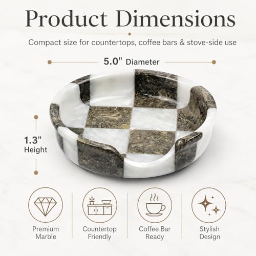 Marble Spoon Rest for Stove Top - Checkered Kitchen Utensil Holder