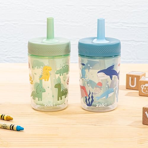 Zak Designs Dino and Bubble Bay Capri 9oz Leak-Proof Toddler Cups