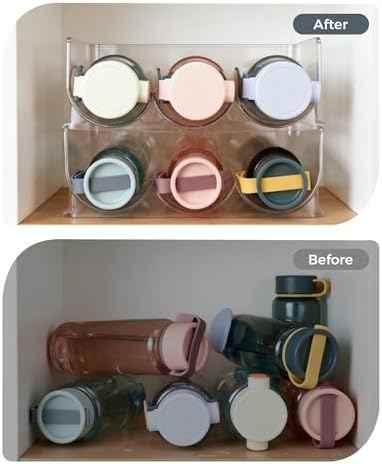 2 Pack Water Bottle Organizer Holder, Stackable Storage Rack for Large