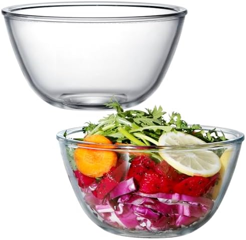 NUTRIUPS Glass Mixing Bowls Borosilicate Glass Salad Bowl Clear Glass