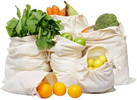 Organic Cotton Mesh Bags Set of 6 (3 Large, 3 X-Large), Reusable