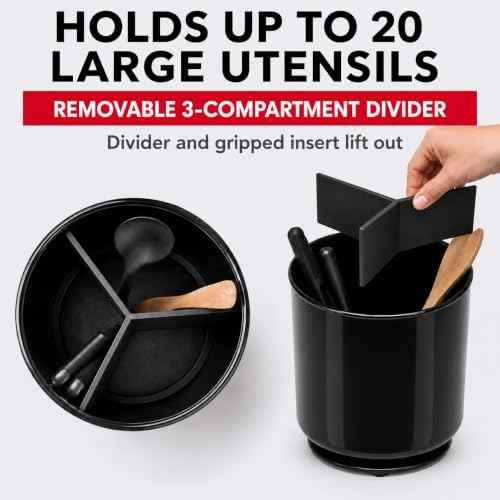Plastic Extra Large Kitchen Rotating Black Utensil Holder Countertop Caddy