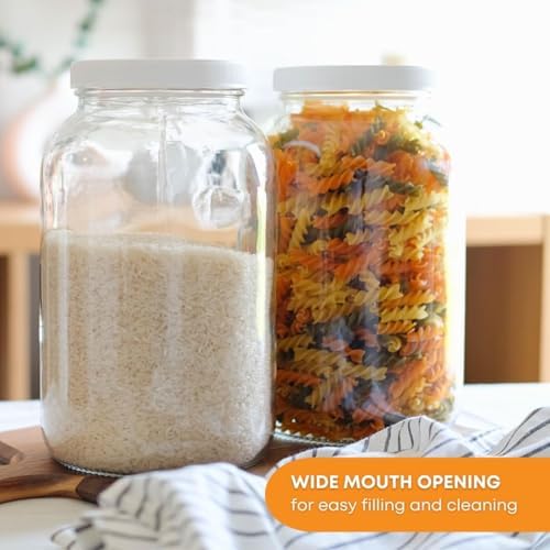 4-Pack 1 Gallon Wide Mouth Glass Jars with Lids