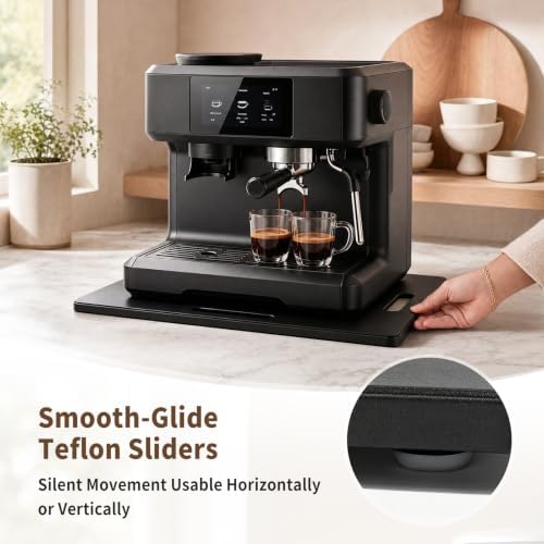 MACEVIA Appliance Slider, 360° Rolling Metal Sliding Tray for Coffee