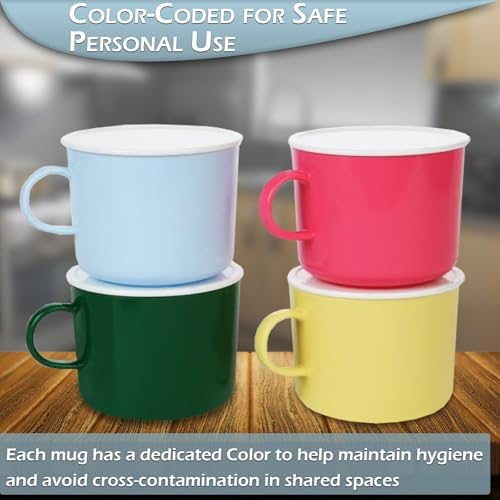 Home-X Microwave 20oz Coffee Mugs with Lids - Set of 4 Microwavable