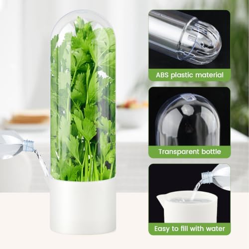 2 Pack Herb Keeper for Refrigerator with Scissors