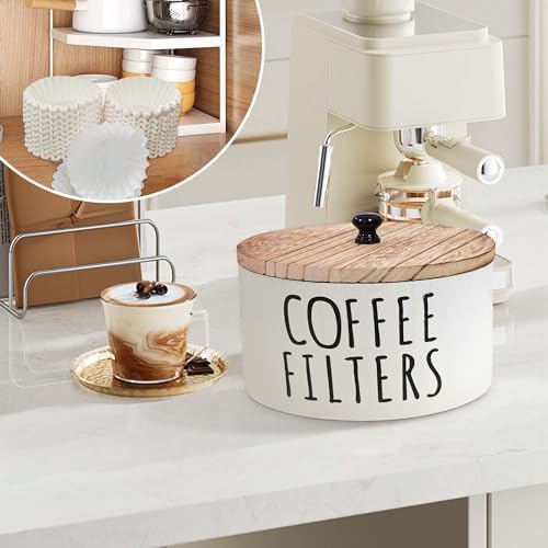 KAYIN Coffee Filter Holder, 78oz Wooden Container with Bamboo Lid