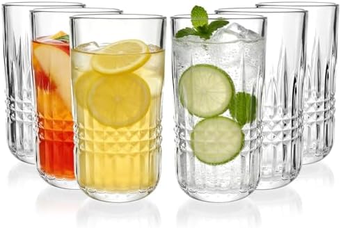 Highball Glasses Set of 6, 12oz Crystal Drinking Glasses, Lead-free