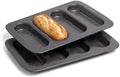 2-Pack Nonstick Carbon Steel Baguette & Hot Dog Bun Baking Pan