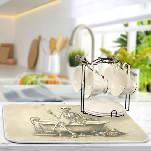OTVEE Enjoy Bathtub with Wine Dish Drying Mat for Kitchen Counter
