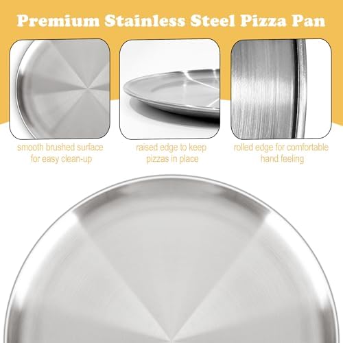 12 Inch Pizza Pan for Oven Set of 2, Non-Stick Stainless Steel Pizza