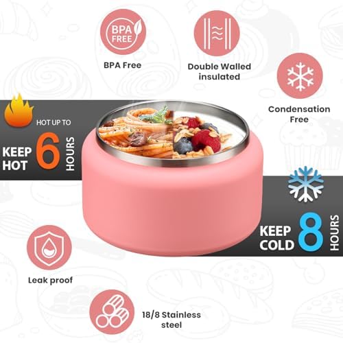 Itslife 13.5oz Vacuum Insulated Soup Thermo for Hot Food, Kids Lunch