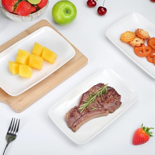 Set of 8 Rectangular Salad Plates, 8 Inch, White