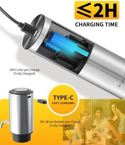 CIRCLE JOY Rechargeable Electric Wine Opener Set 8-in-1 Stainless