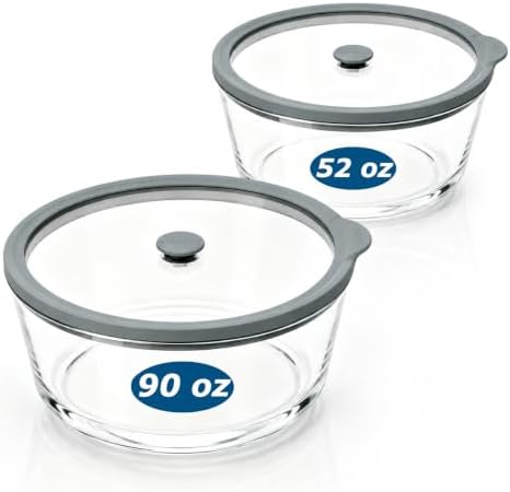 2 Pack Extra Large Glass Food Storage Containers with Lids
