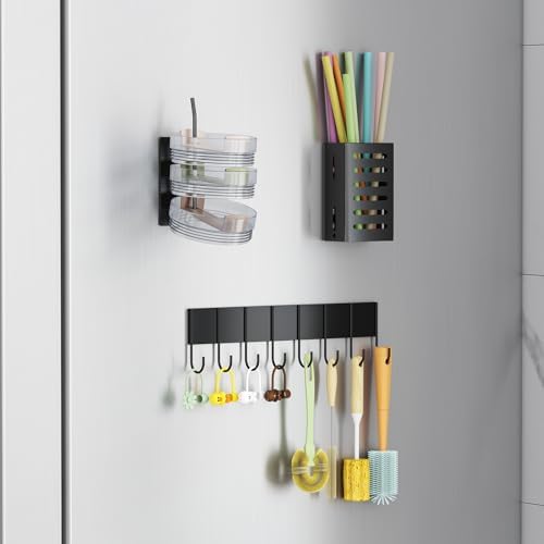 Magnetic Cup Holder for Fridge, Aufworld Tumbler Organizer with 8-Hook