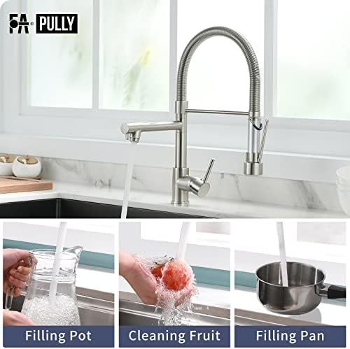 Fapully Pull Down Kitchen Faucet with Lock Sprayer