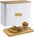 Extra Large Diagonal Stripe Embossed Bread Box with Bamboo Lid