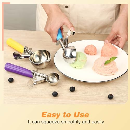 Ice Cream Scoop with Trigger, Cookie Scoops Set of 3 Portion Scoop