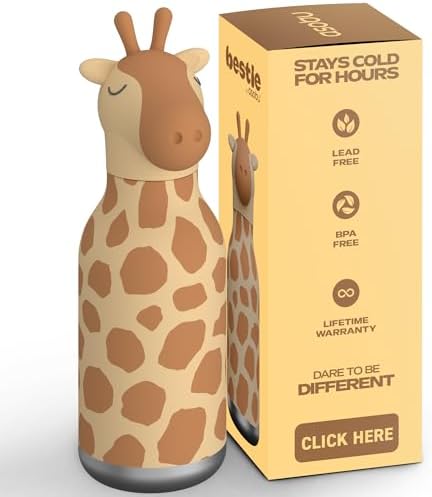 asobu Bestie Girrafe Water Bottle, Cute Collectible Character, BPA