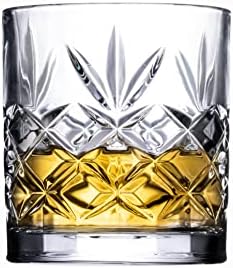 Royalty Art Kinsley Whiskey Glasses, Set of 4, 10.6 oz Crystal