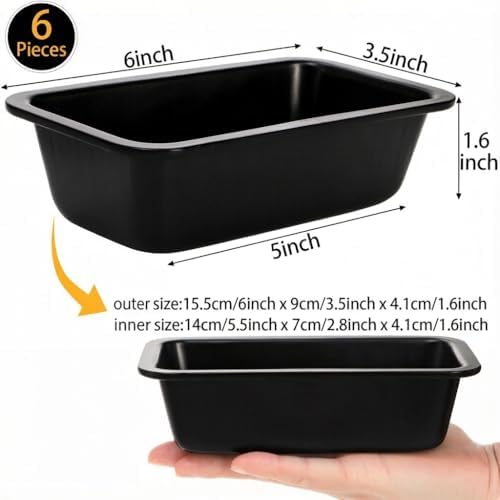 Lawei 6 Piece Non-Stick Mini Loaf Pan - 3.5 x 6 Inch Carbon Steel