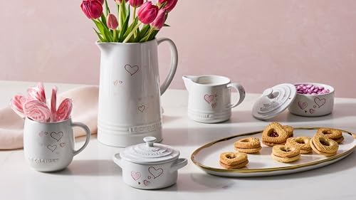 Le Creuset Stoneware Signature Cream And Sugar Set, White with Hearts