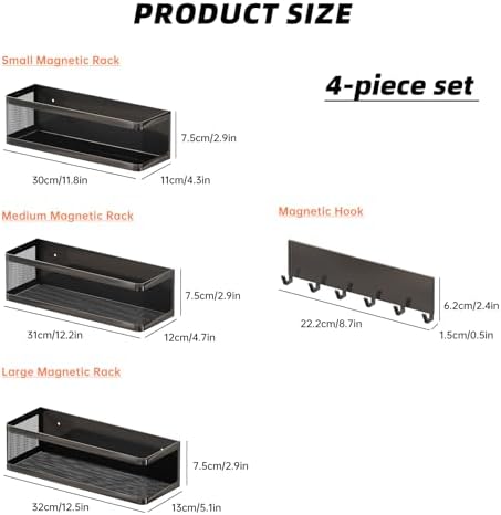 4 Pack Magnetic Shelves with Hook Rack for Washing Machine